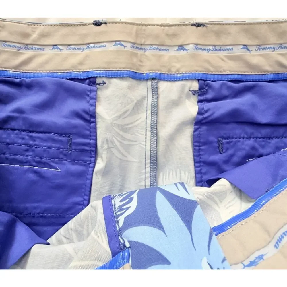 Tommy Bahama Mens Blue Tropical Print Shorts 36 EUC Preppy Coastal